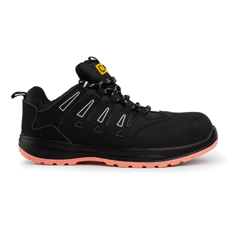 Black Hammer Lightweight Safety Trainers Womens Composite Toe Cap with Midsole Protection Metal Free Non Slip Breathable S1P SRC Work Shoes 9006