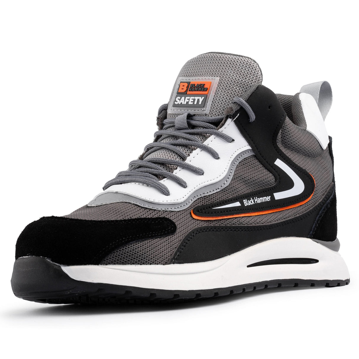Lightweight white black safety trainers