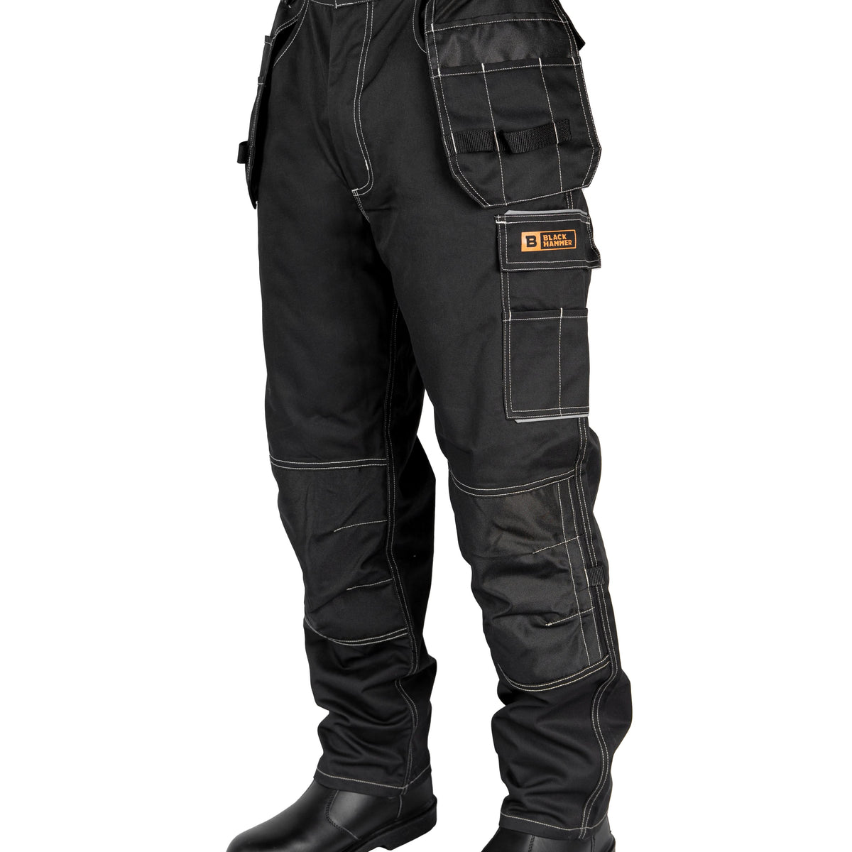 Buy Sublime Men's Multi pockets Elastic Work Trousers: Black Hammer