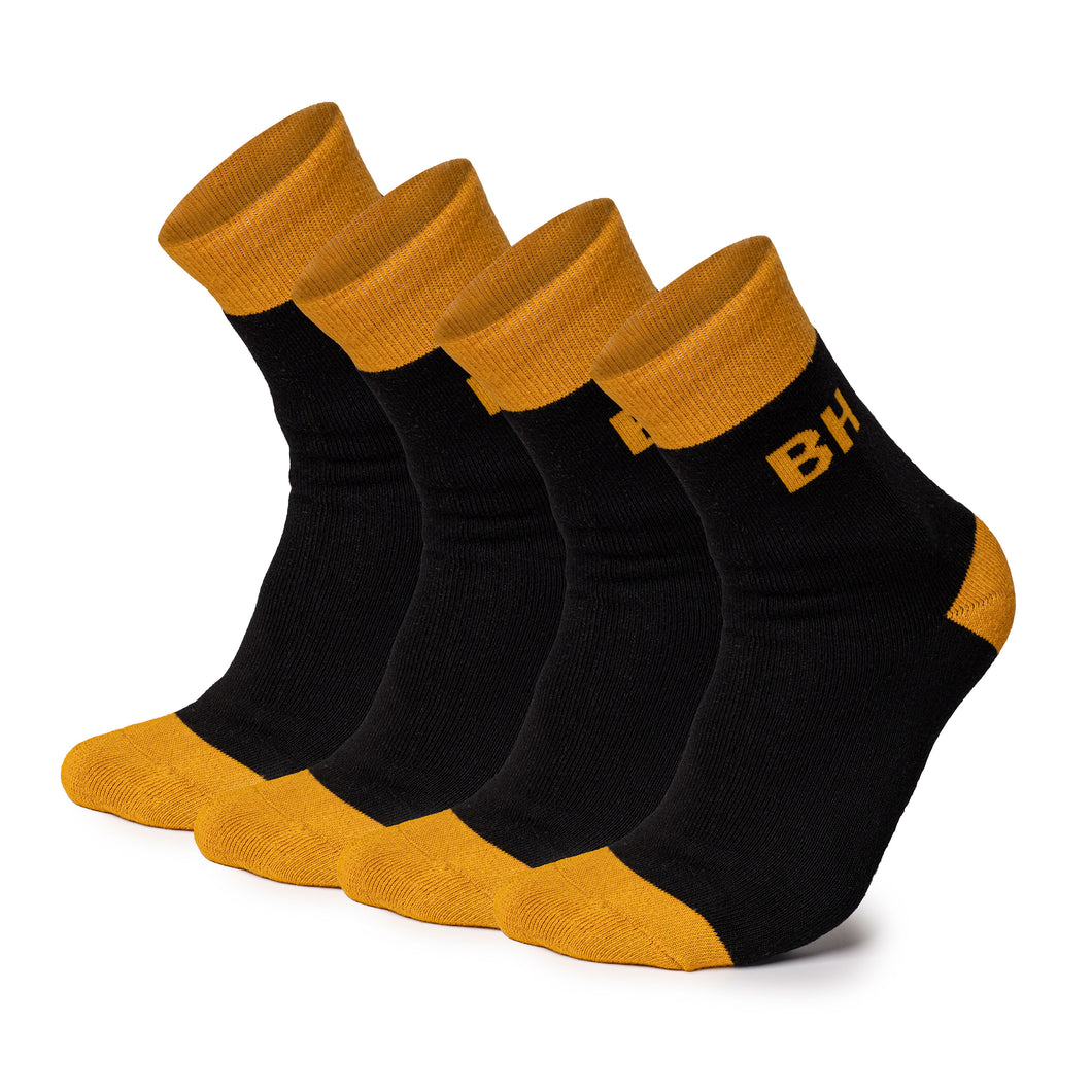 Black Hammer Mens Heavy Duty Work Socks for Comfort and Durability with Arch Support and Reinforced Toe Heel Cotton