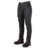 Black Hammer Womens Cargo Work Trousers Multi Pockets Elastic Waist Heavy Duty Triple Stitched Reinforcing Stress Point Endure Workwear