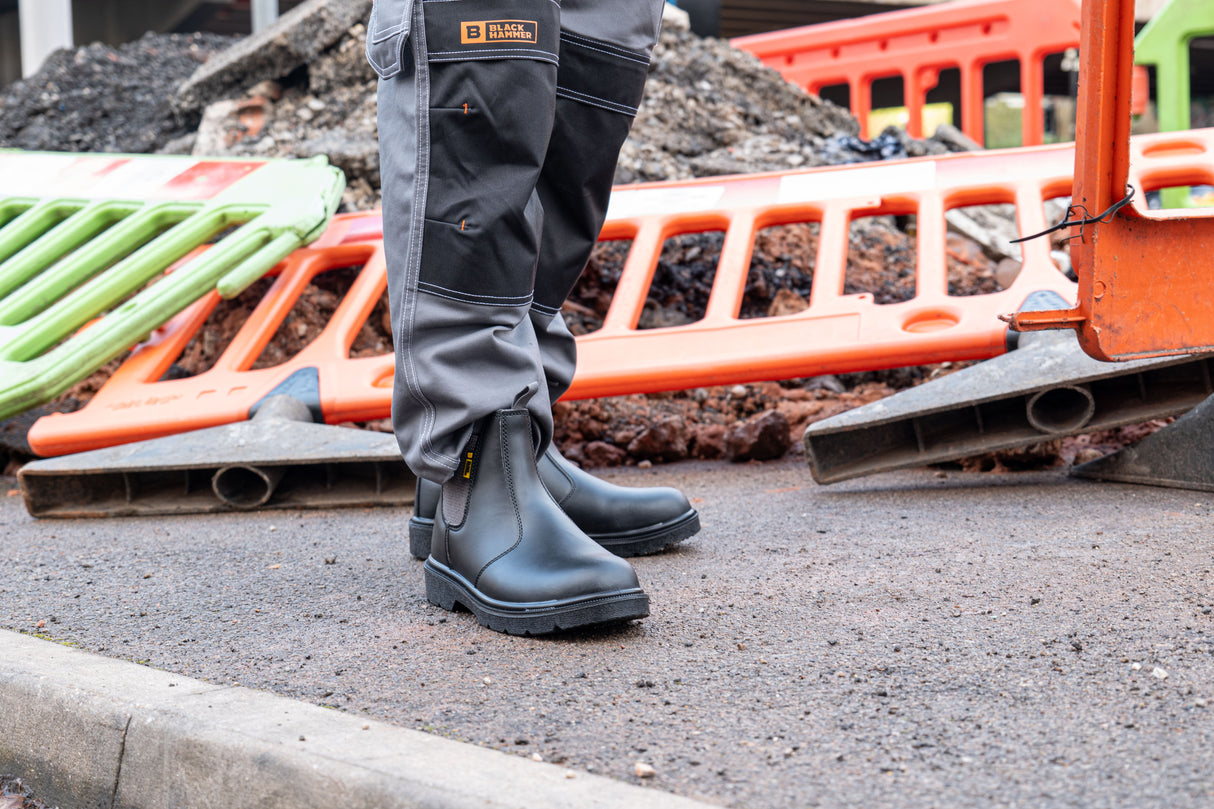 Black Hammer - 1600 Men's Safety Chelsea Boots Leather Steel Toe Cap