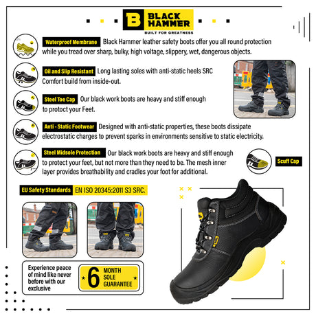 Storm Waterproof Safety Boots with Anti-Static Heels