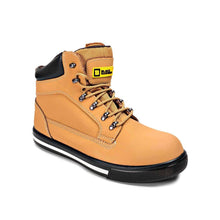 Load image into Gallery viewer, Men&#39;s Safety Leather Boots S3 SRC Steel Toe Cap Work Shoes Ankle Leather Tan 2007 Black Hammer - Black Hammer
