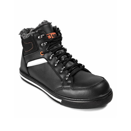 Men's Leather Safety Boots S3 SRC Steel Toe Cap Work Shoes Ankle Leather Fur Lining 3007 - Black Hammer