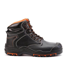 Load image into Gallery viewer, Mens Leather Safety Boots S3 SRC HRO Steel Toe Cap Work Shoes Ankle Leather 9972 - Black Hammer

