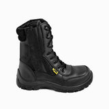 Mens Leather Safety Composite Toe Cap Boot S2 SRC Waterproof Military Army Desert Combat Walking Safety Zip Up Work High Ankle 9999 - Black Hammer