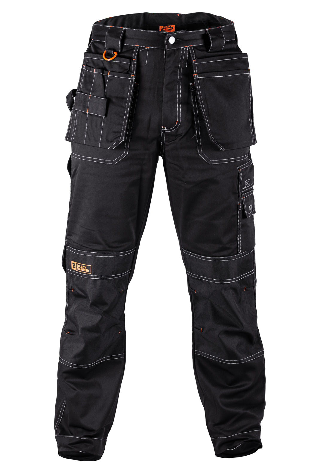 Black Hammer Mens Work Trousers Multi Pockets Cargo Heavy Duty Triple Stitched Reinforcing Stress Points Pants and Knee Pad Pockets Godzilla Workwear Trade Trousers Black