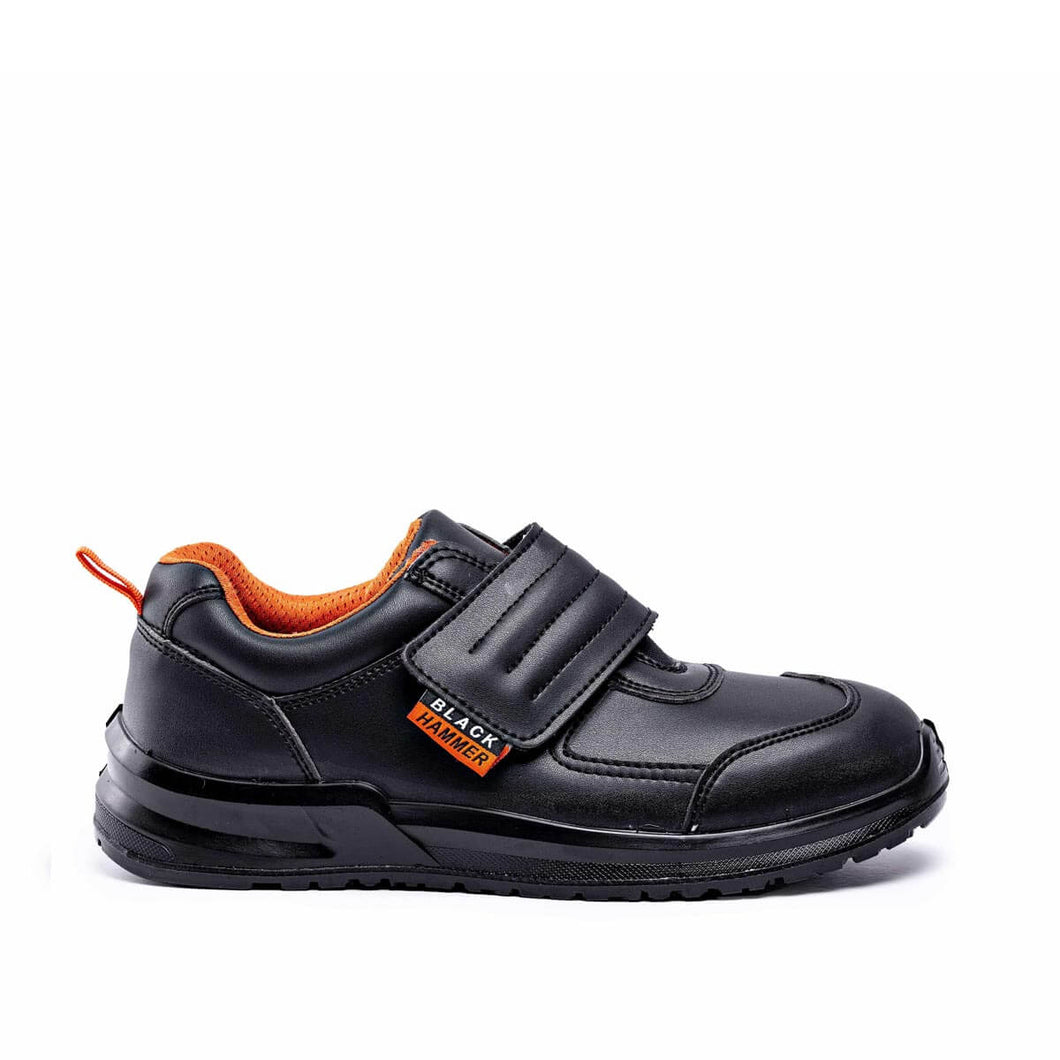 Black Hammer Mens Safety Steel Toe Cap Work Shoes Strap Trainers Protective Mid Sole S3 SRC 1100 - Black Hammer