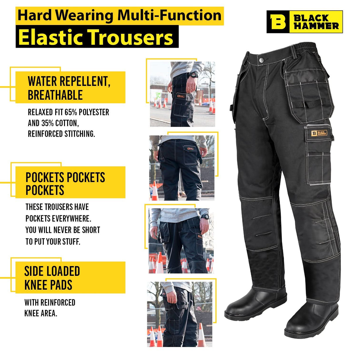 Black Hammer - Sublime Men's Elasticated Work Trousers