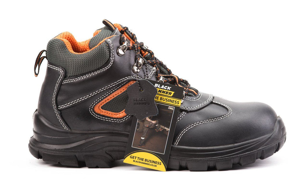 Mens Leather Safety Boots S3 SRC Steel Toe Cap Work Shoes Ankle Leather Wide Fit 6652
