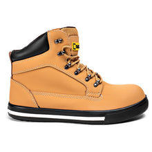 Load image into Gallery viewer, Men&#39;s Safety Leather Boots S3 SRC Steel Toe Cap Work Shoes Ankle Leather Tan 2007 Black Hammer

