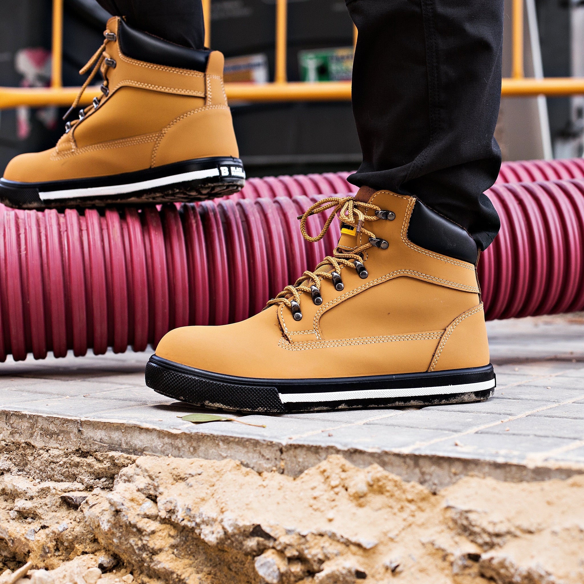 Men s Leather Tan Safety Leather Steel Toe Cap Boots S3 SRC
