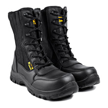 Load image into Gallery viewer, Mens Leather Safety Composite Toe Cap Boot S2 SRC Waterproof Military Army Desert Combat Walking Safety Zip Up Work High Ankle 9999
