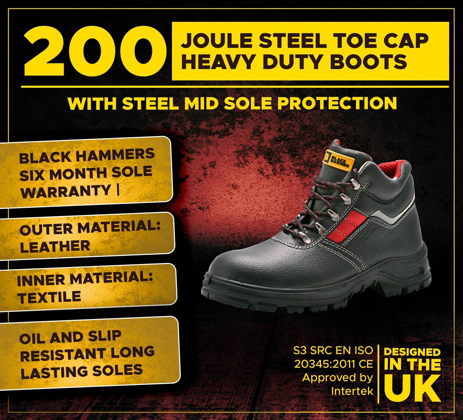 DRKA Men's Steel Toe Work Boots Waterproof Safety Shoes(18960-blk-42) | Industrial & Construction Boots