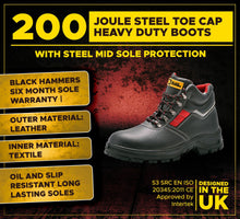 Load image into Gallery viewer, Mens Safety Boots S3 SRC Steel Toe Cap with Steel Mid Sole Protection Leather 5993 Black Hammer
