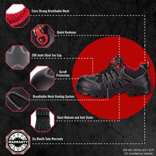 Load image into Gallery viewer, Mens Safety Boots Steel Toe Cap Work Trainers Hiker Midsole Protection S1P SRC 8891 Black Hammer
