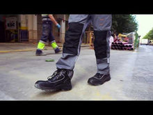 Load and play video in Gallery viewer, Mens Safety Boots Steel Toe Cap S3 SRC Work Shoes Ankle Leather Wide Fit 7752 Black Hammer
